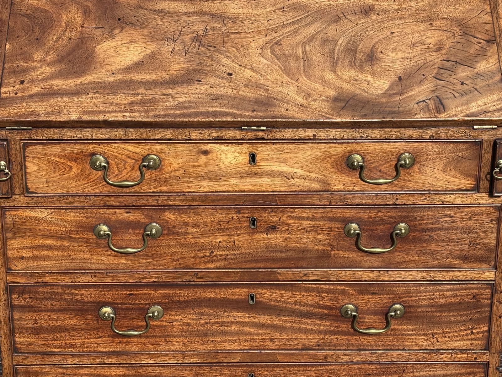 photo for sale Untouched 18th Century George III Period Mahogany Bureau