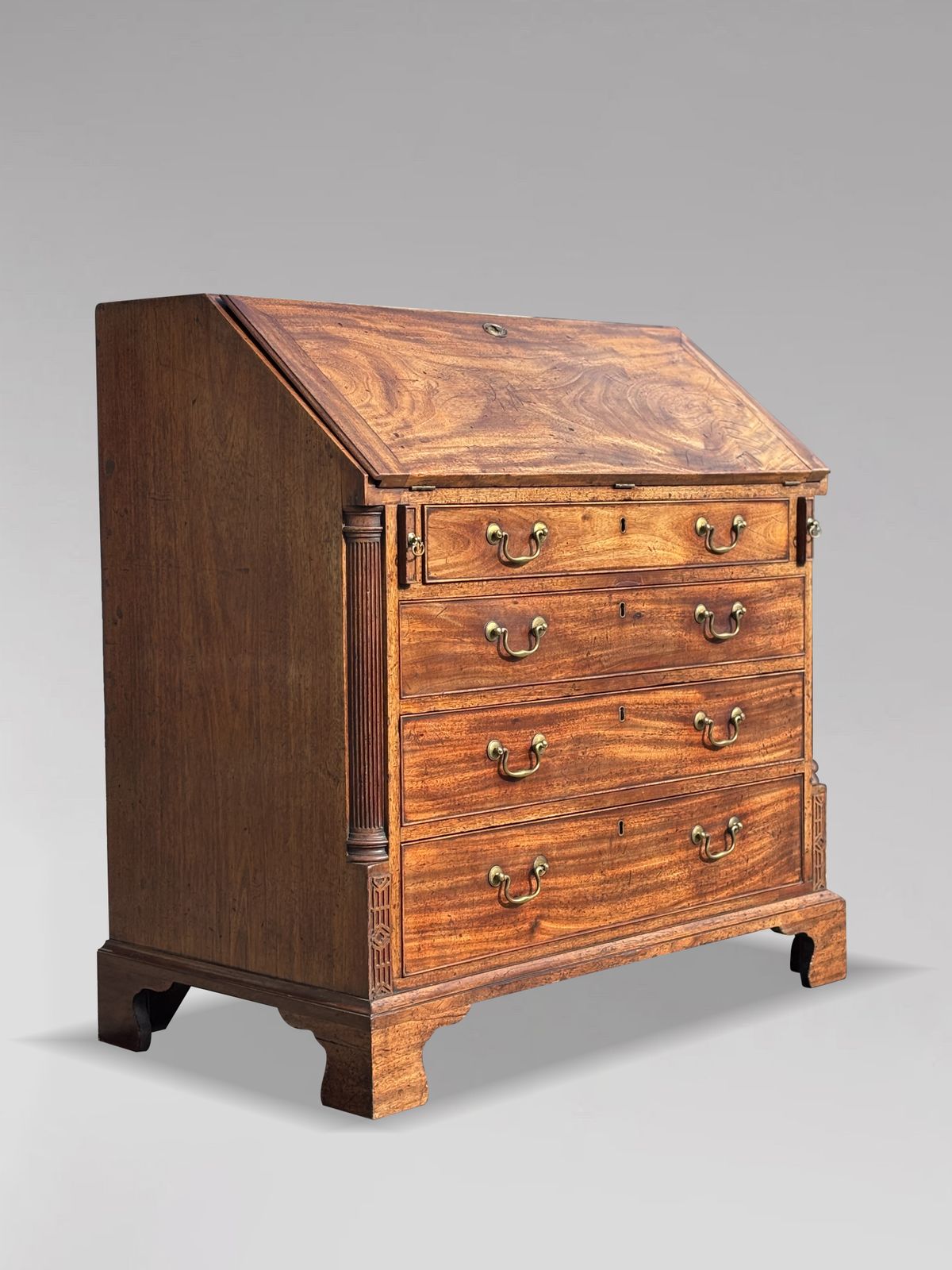 Furniture Untouched 18th Century George III Period Mahogany Bureau photo