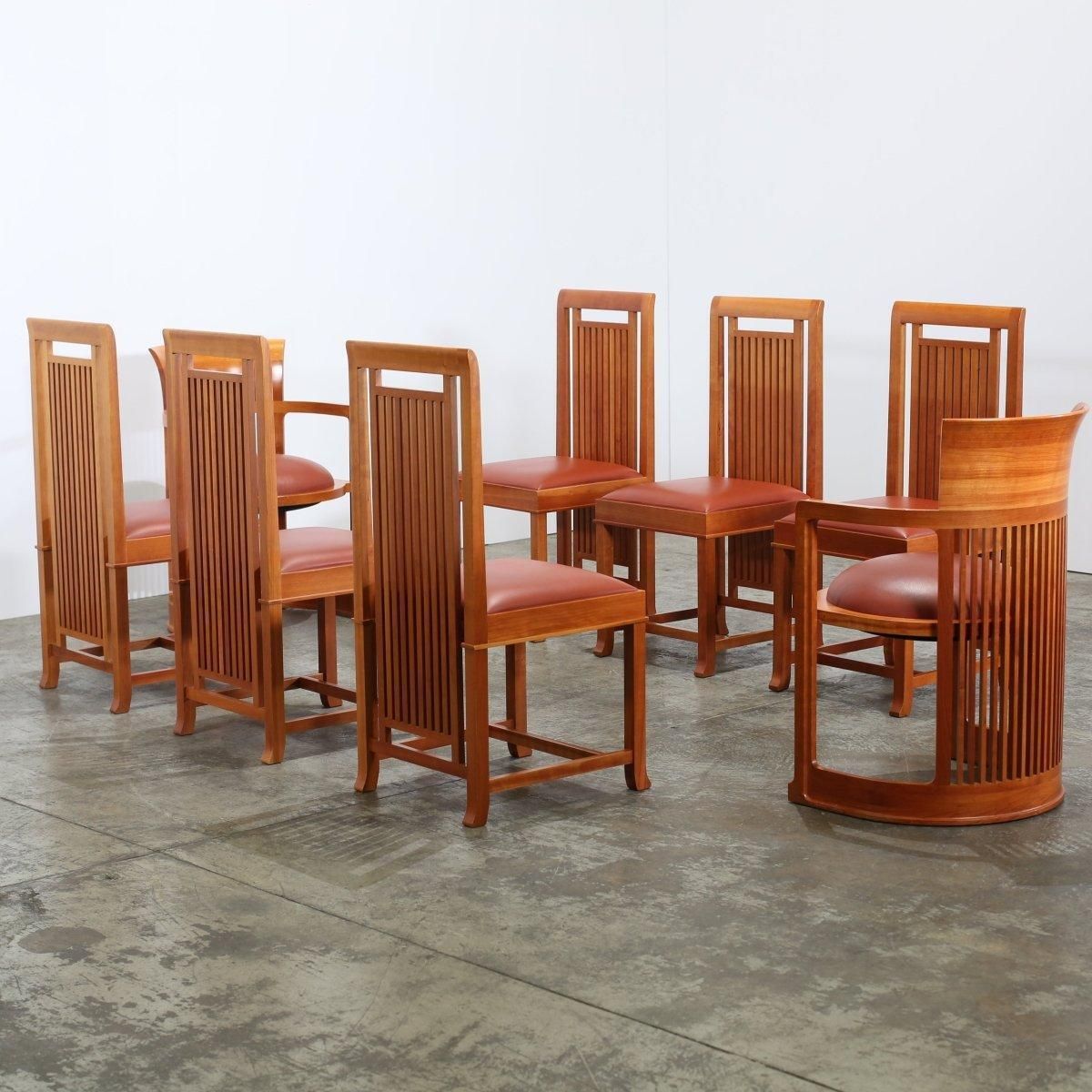 Cassina 614 Coonley 2 Chairs By Frank Lloyd Wright, Set Of Six photo for sale
