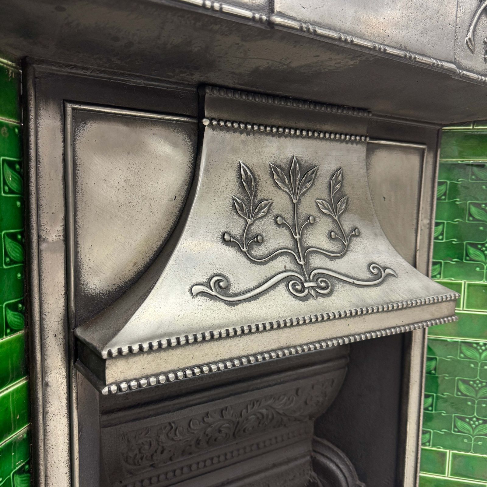 Antique Cast Iron Art Nouveau Combination Fireplace photo furniture
