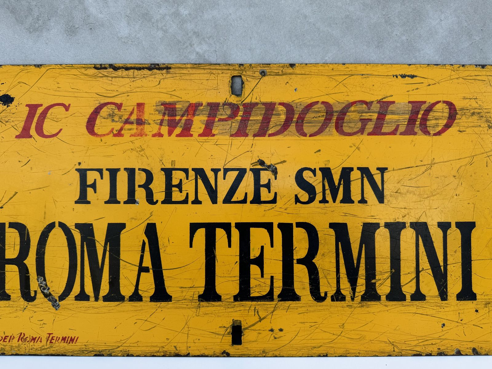 Vintage Italian Train Route Sign, Double Sided Metal Plaque, Roma Termini To Firenze, Collectible Railway Memorabilia photo Home Decor