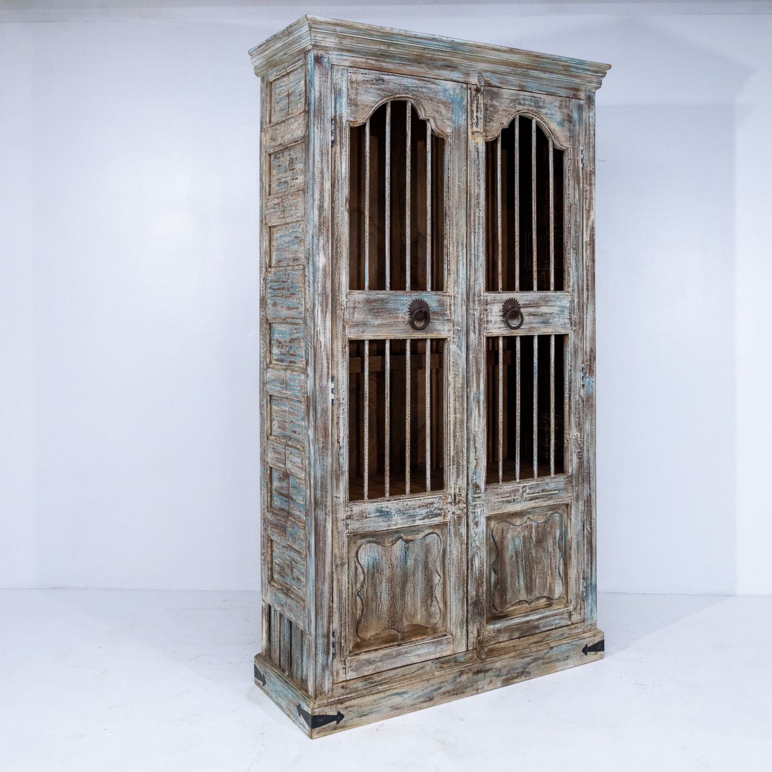 Indian Wooden Almirah With Iron Bar Fronts Ra 31 photo buy