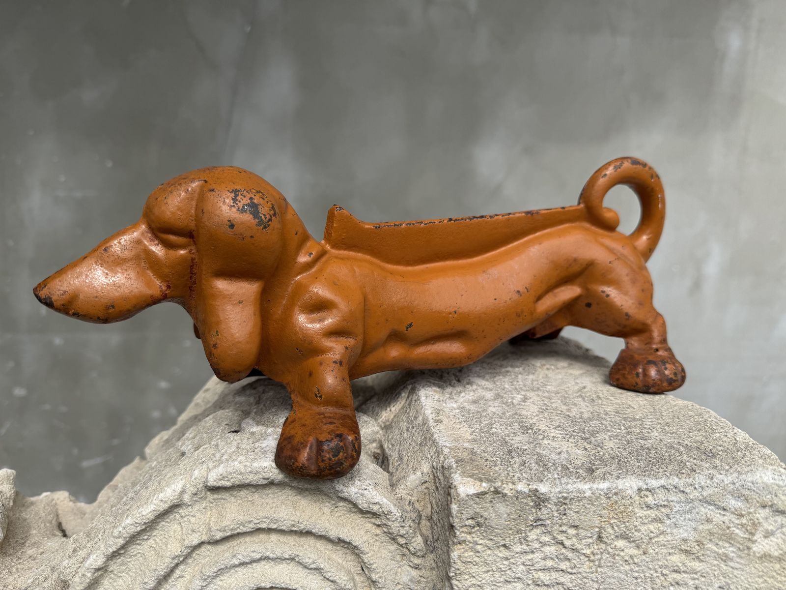 photo for sale Pair Of Antique Cast Iron Dachshund Boot Scrapers, English Country House Door Stops, C.1900–1920