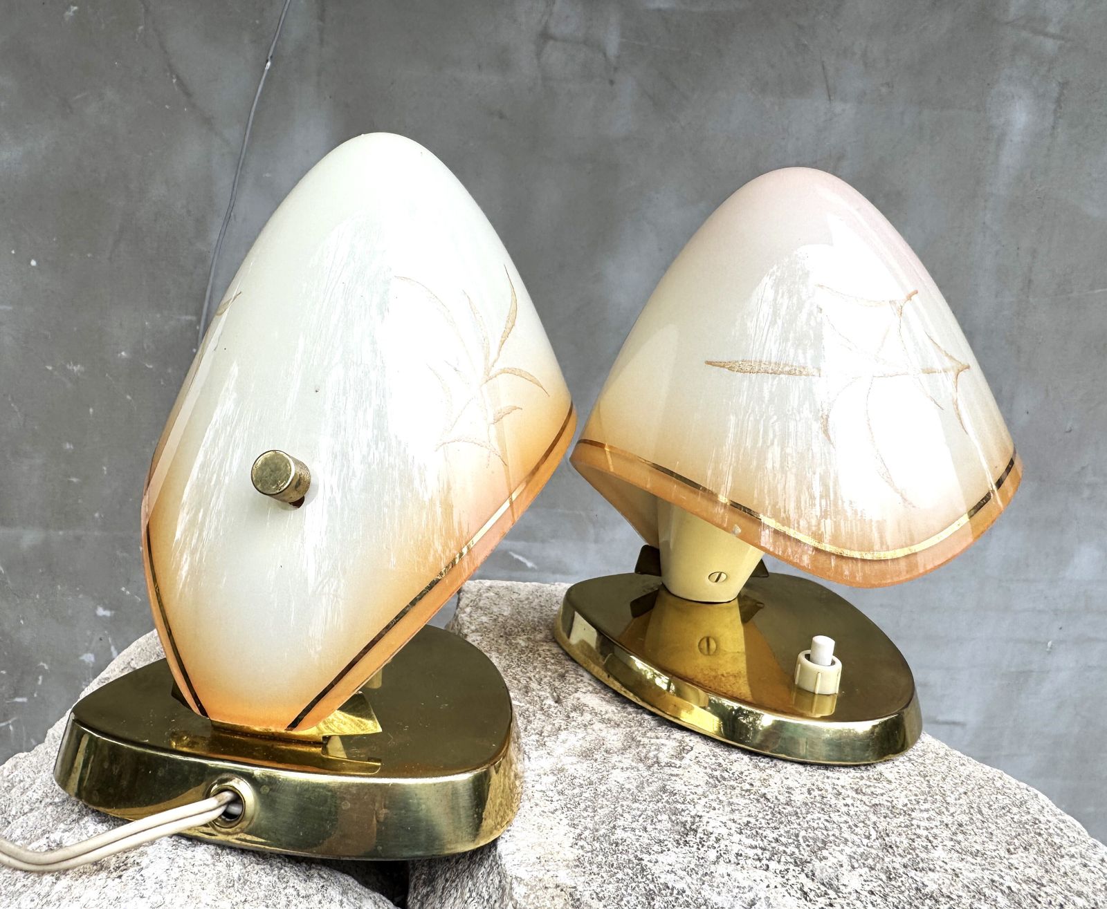 560.0 Pair Of Mid Century Table Lamps By Rupert Nikoll, Austria 1950s – Brass & Glass Lighting Design photo