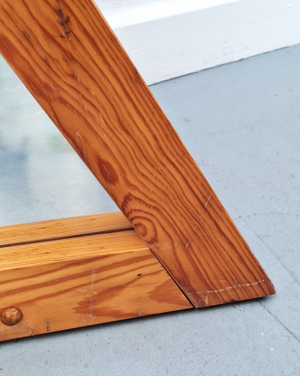 Home Decor Large Vintage Triangular Pine Mirror photo