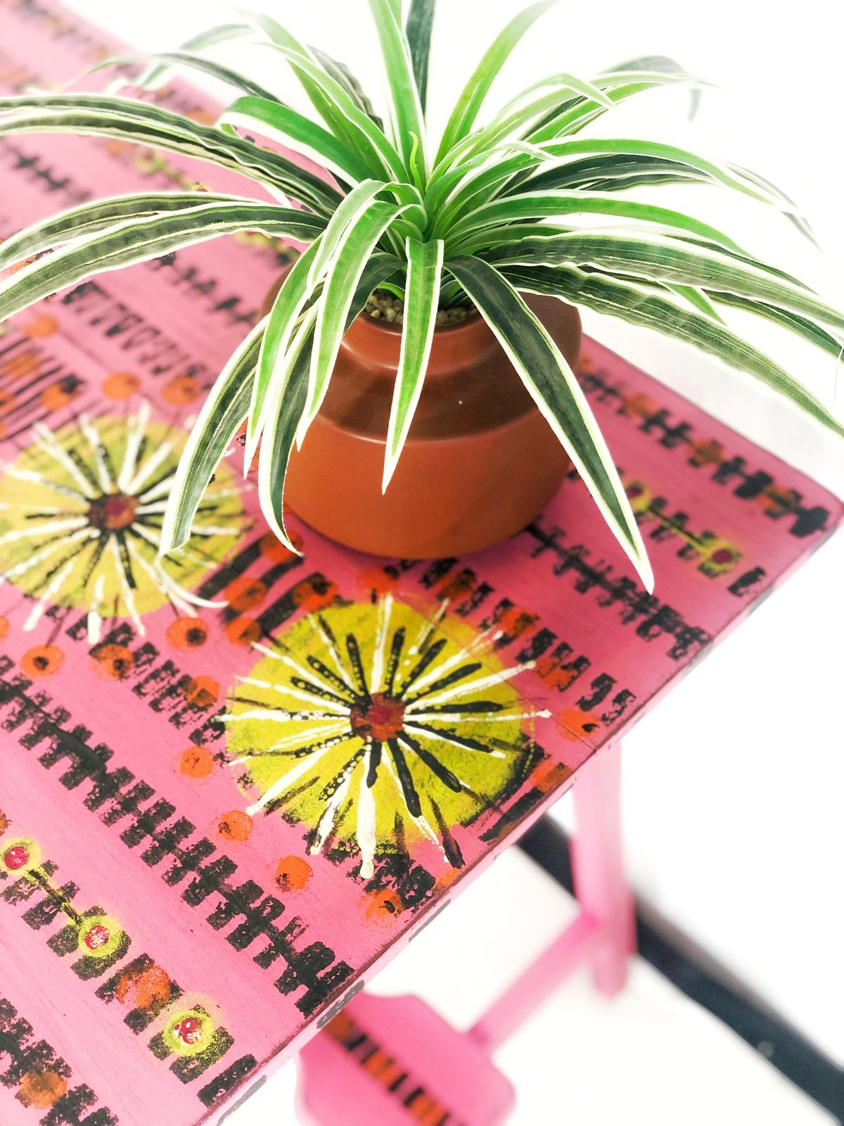 Mid Century Folding Table Hand Painted In Pink photo furniture