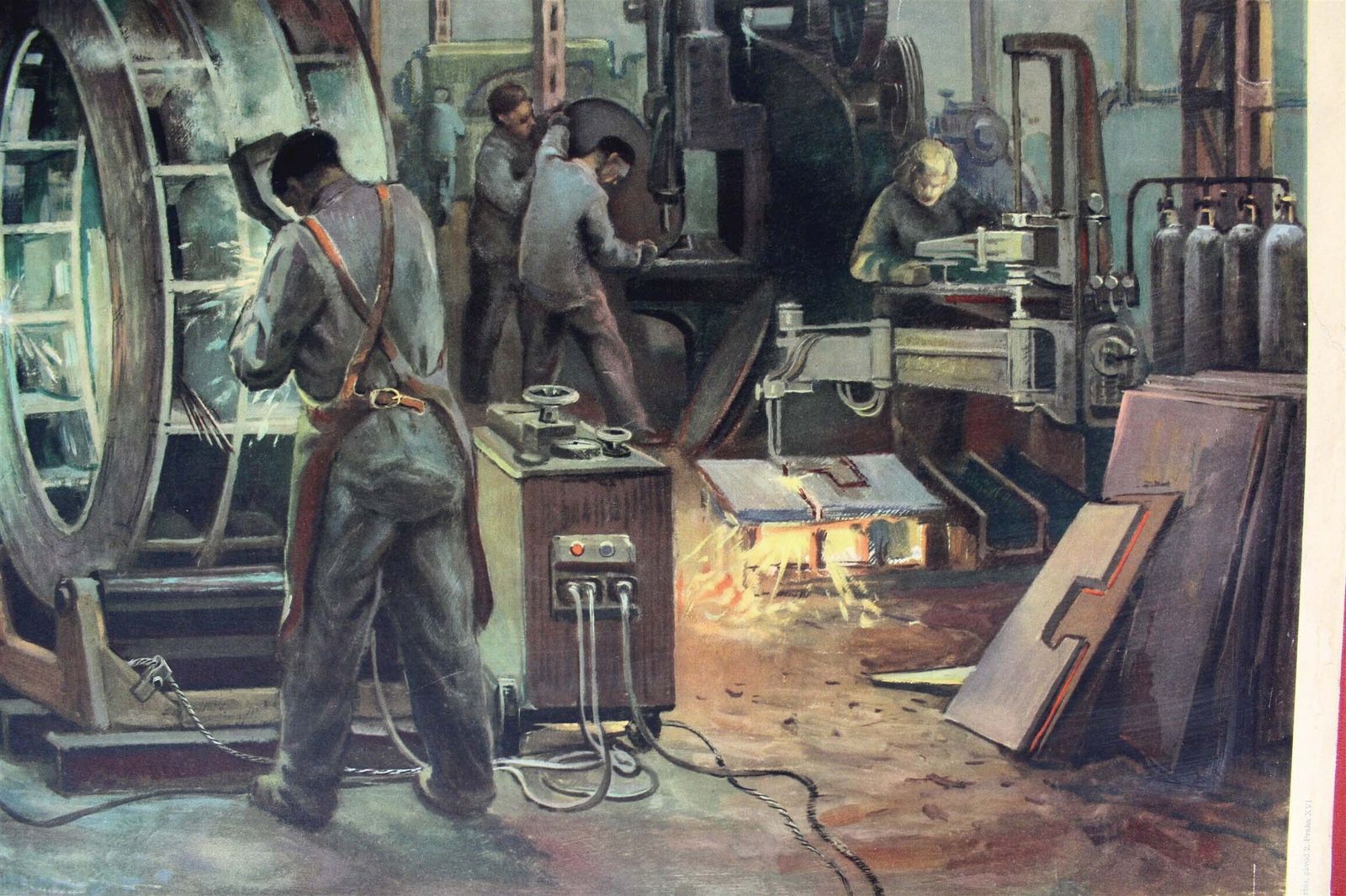 Original 1950s Czech Propaganda Industrial Poster By Frantisek Bilek photo vintage