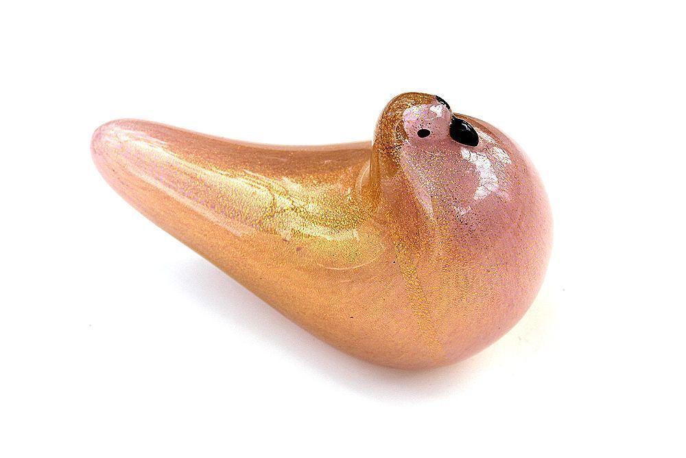 Rare Murano Dove Figurine Golden Glass Sculpture Signed Barovier And Toso photo for sale