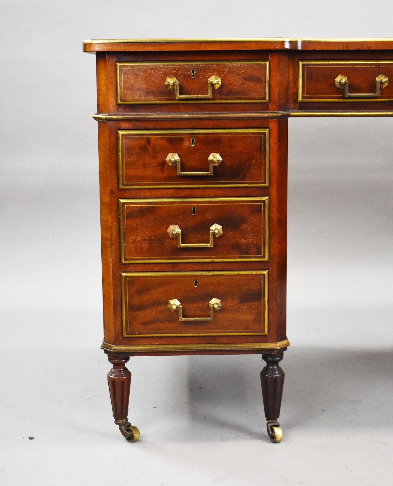 19th Century French Brass Inlaid Mahogany Writing Table photo buy