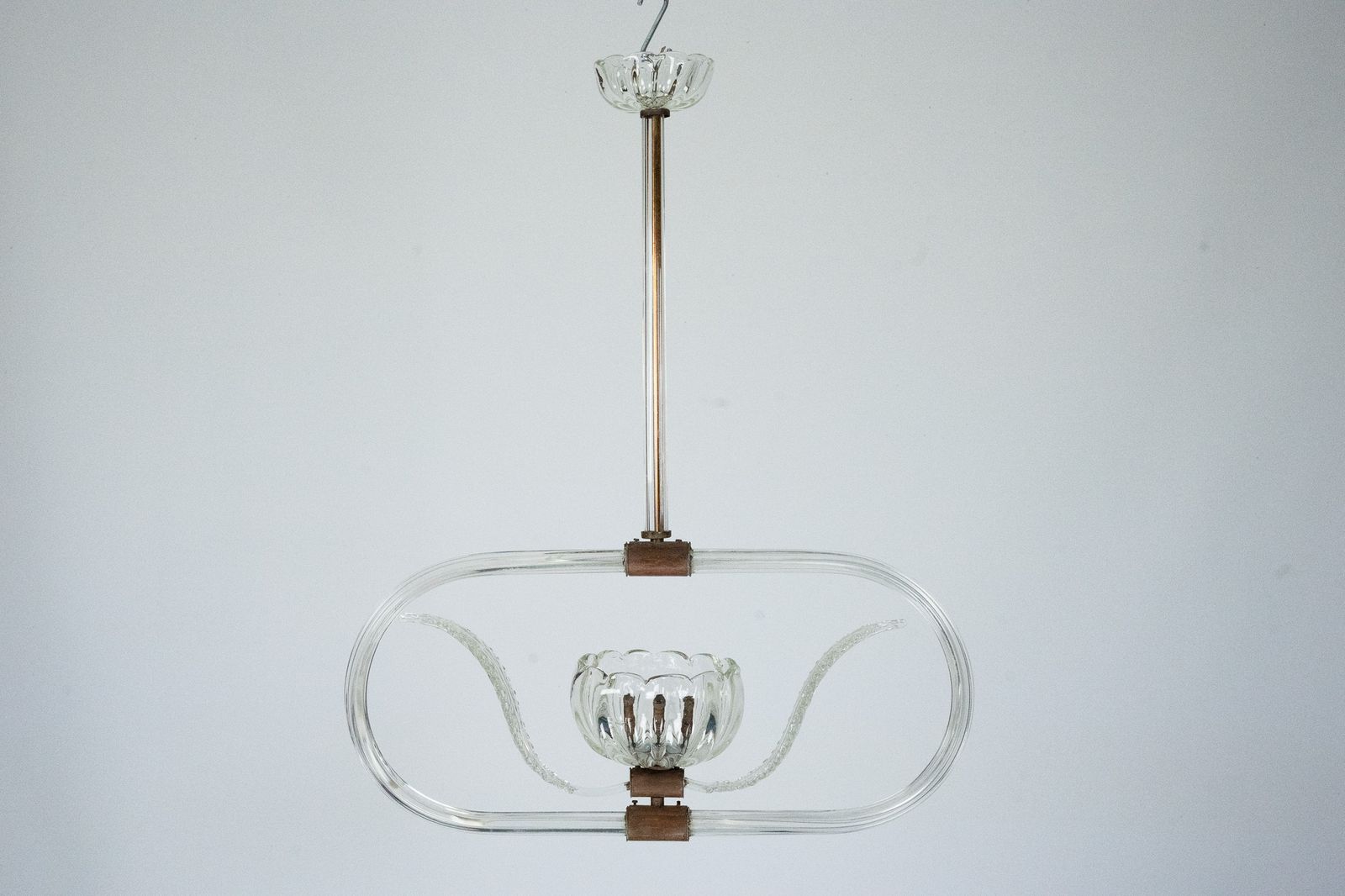 Art Deco Clear Murano Glass Chandelier. Italy 1940s photo for sale
