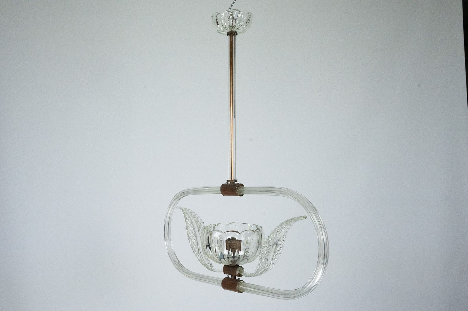 Art Deco Clear Murano Glass Chandelier. Italy 1940s photo vinterior