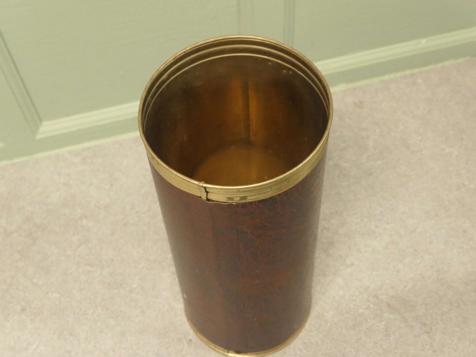 Mid Century Stick Stand Made In Brass And Leather photo for sale