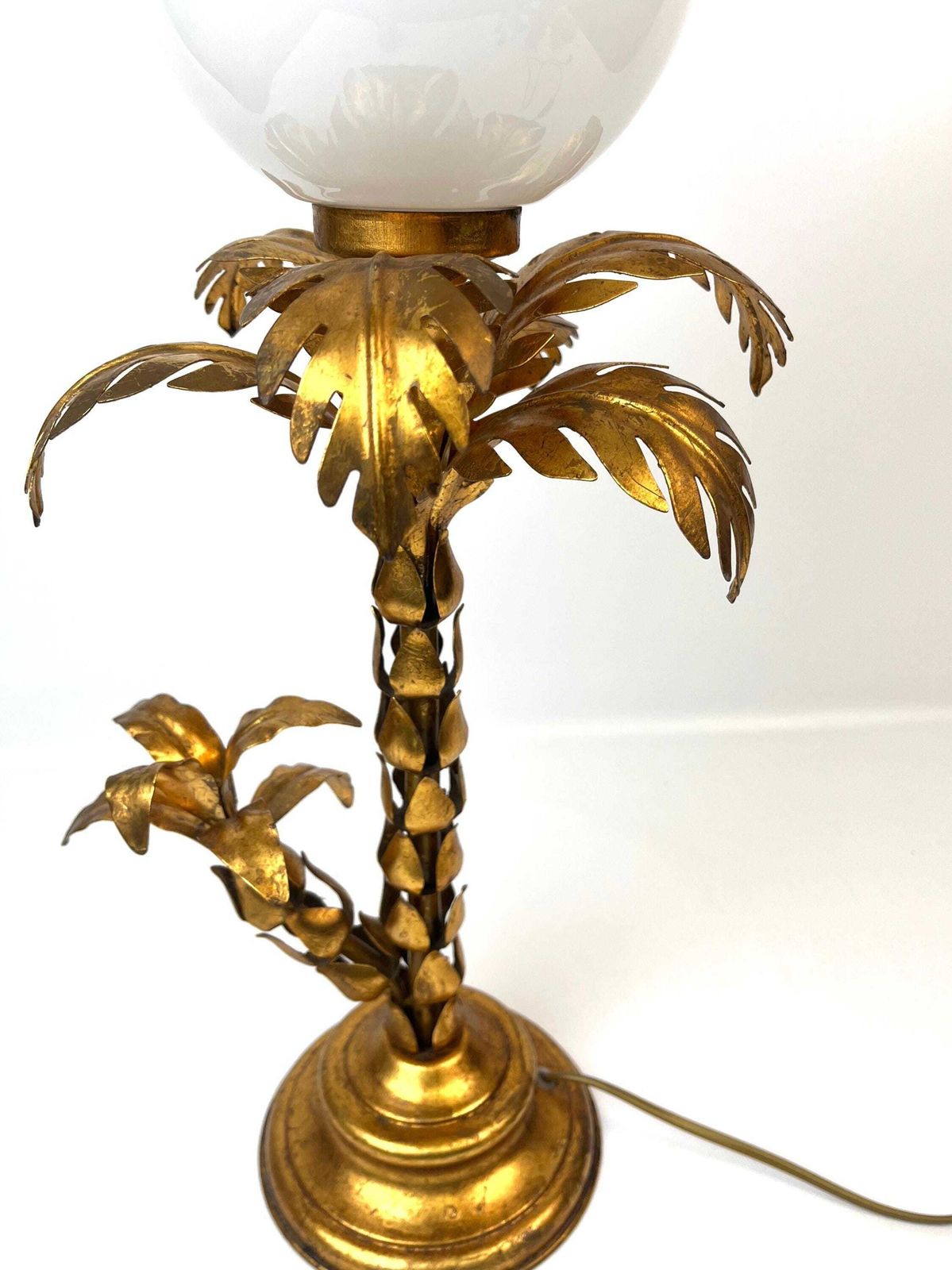 photo for sale Rare Hollywood Regency Mid Century Gilt Metal Palm Tree Table Lamp By Hans Kögl Germany