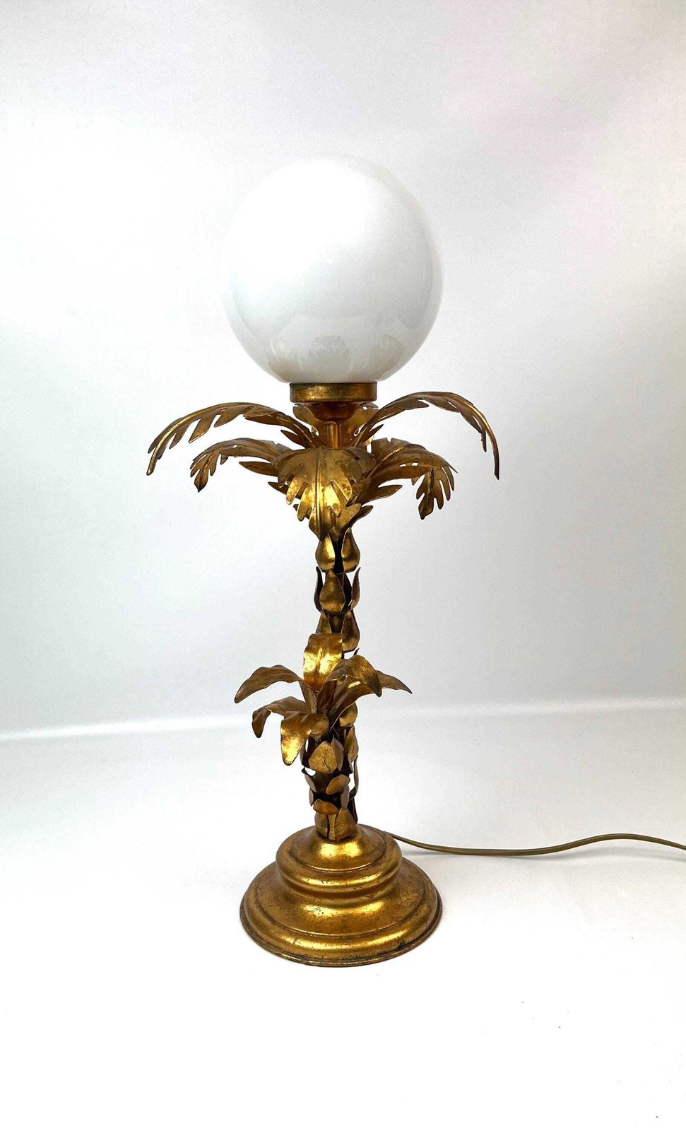 Lighting Rare Hollywood Regency Mid Century Gilt Metal Palm Tree Table Lamp By Hans Kögl Germany photo