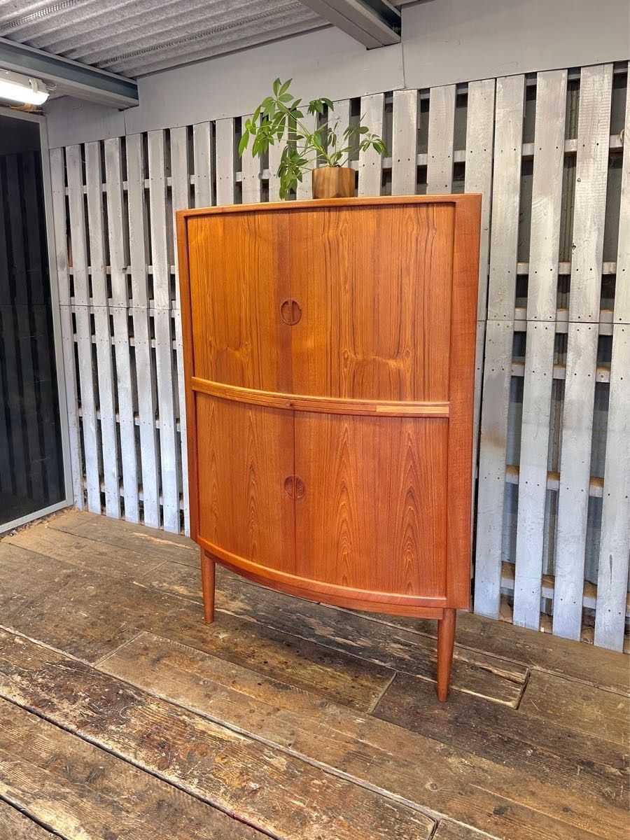 Johannes Anderson Large Danish Teak Corner Drinks / Cocktail Cabinet photo vintage
