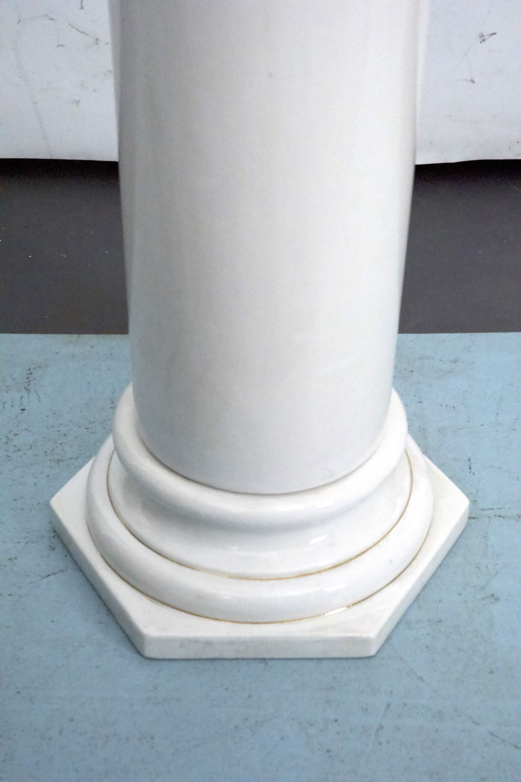 Tommaso Barbi Oversized White Ceramic Vase With Gold Details And Column, Italy, 1970s photo buy