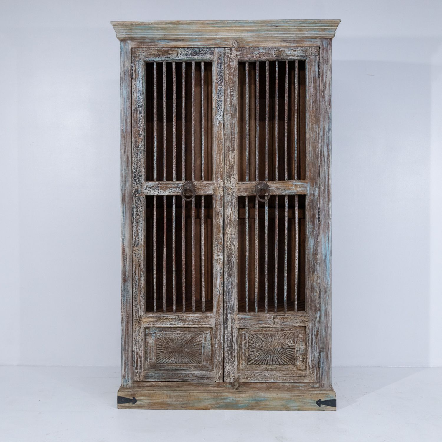 Wooden Indian Almirah With Iron Bars Ra 30 photo for sale