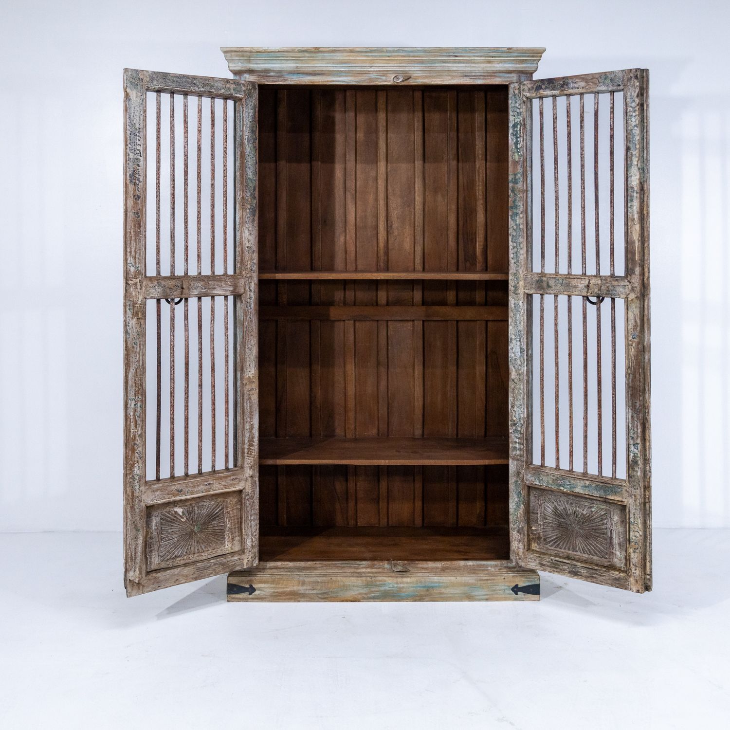 Wooden Indian Almirah With Iron Bars Ra 30 photo buy