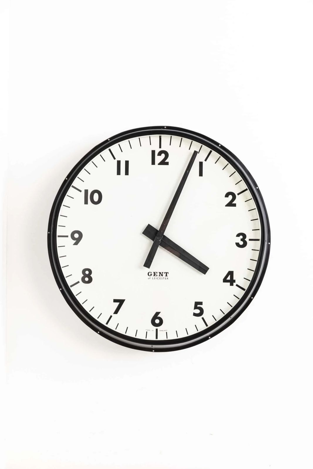 Huge 30" Black Gents Of Leicester Factory Wall Clock photo vintage