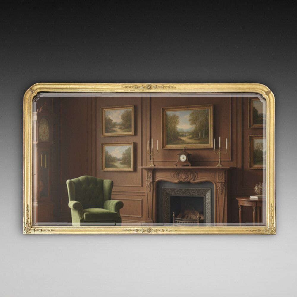 Small 19thc Giltwood Over Mantle Mirror