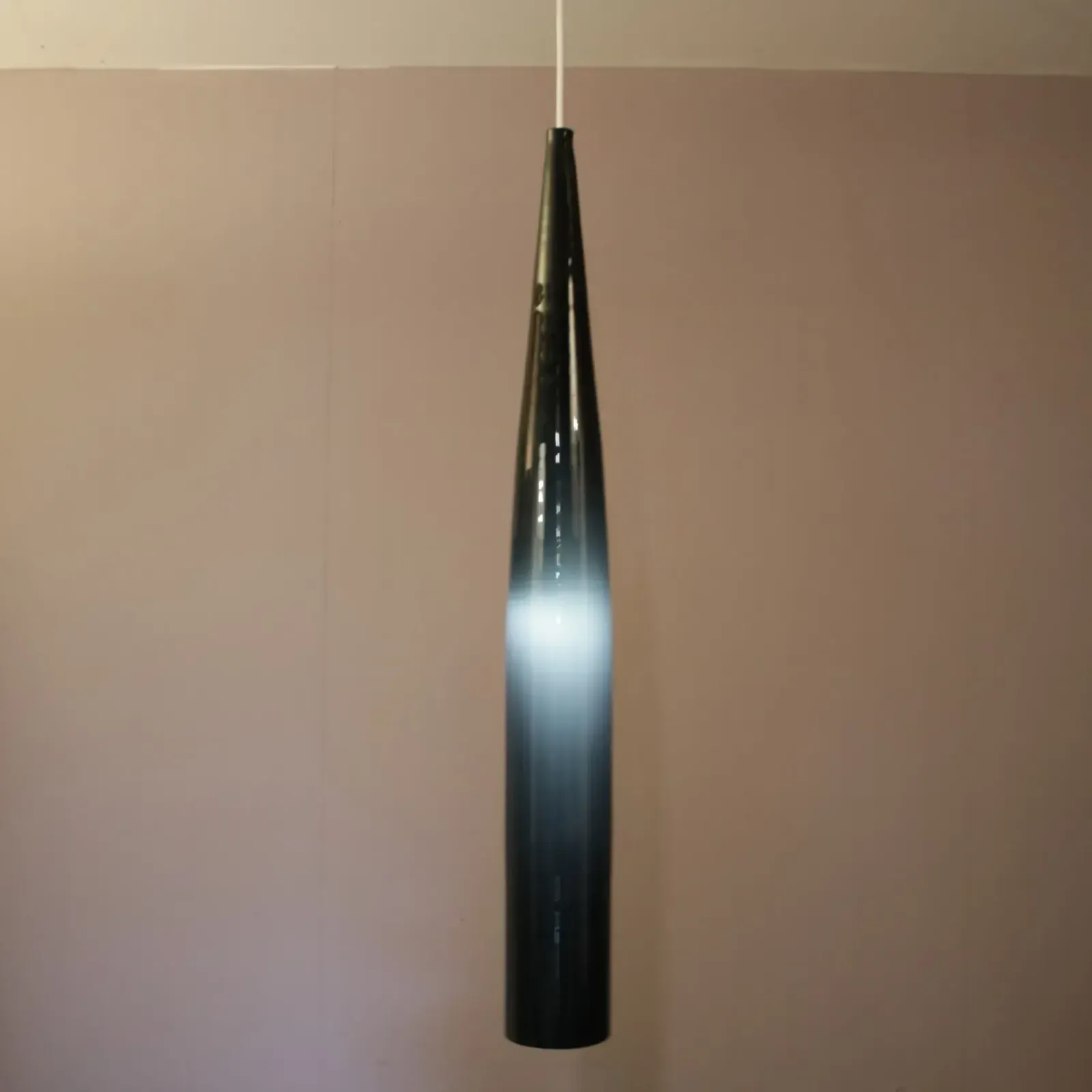 Alessandro Pianon Hanging Lamp In Black Glass For Vistosi, Italy 1960 photo furniture