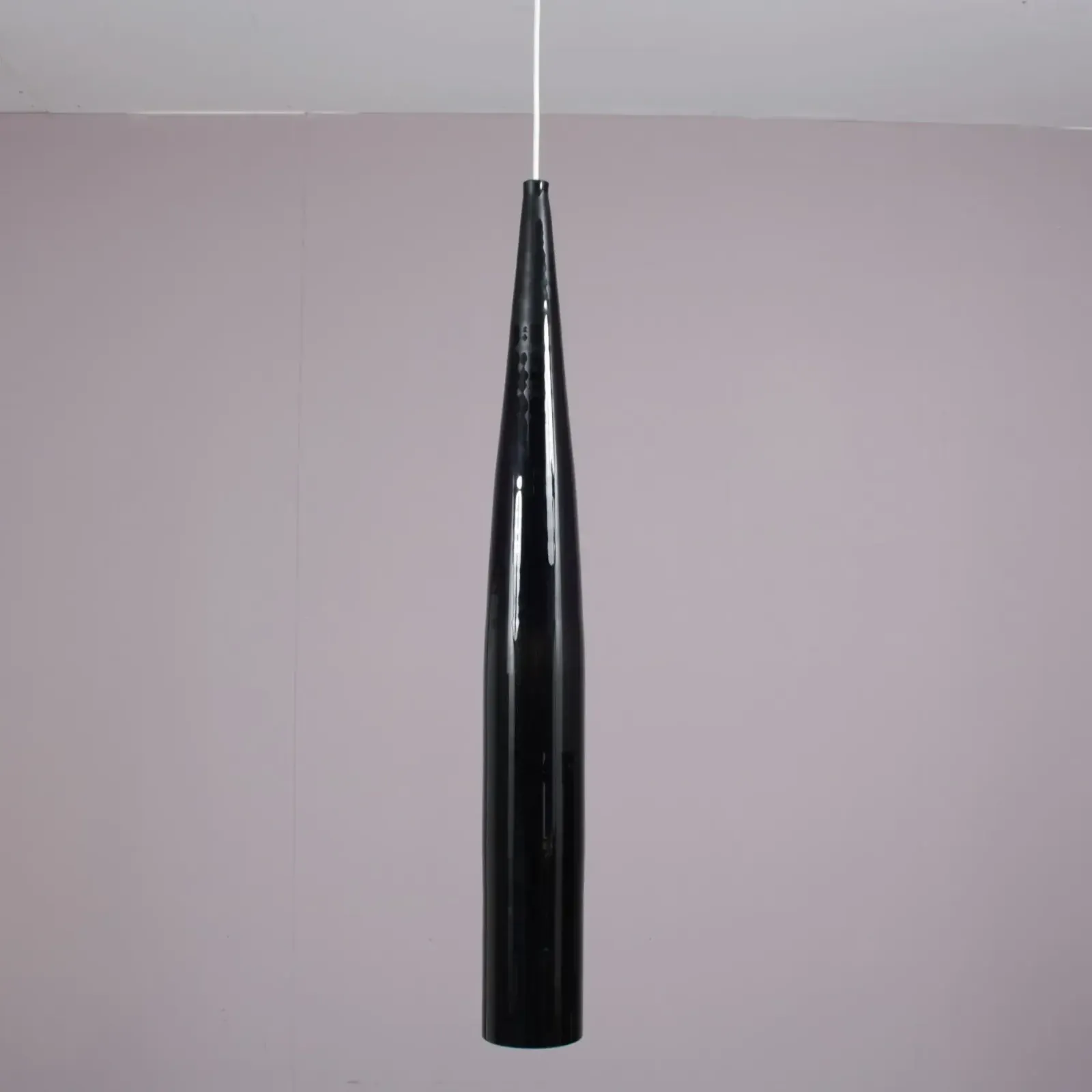 Alessandro Pianon Hanging Lamp In Black Glass For Vistosi, Italy 1960 photo for sale