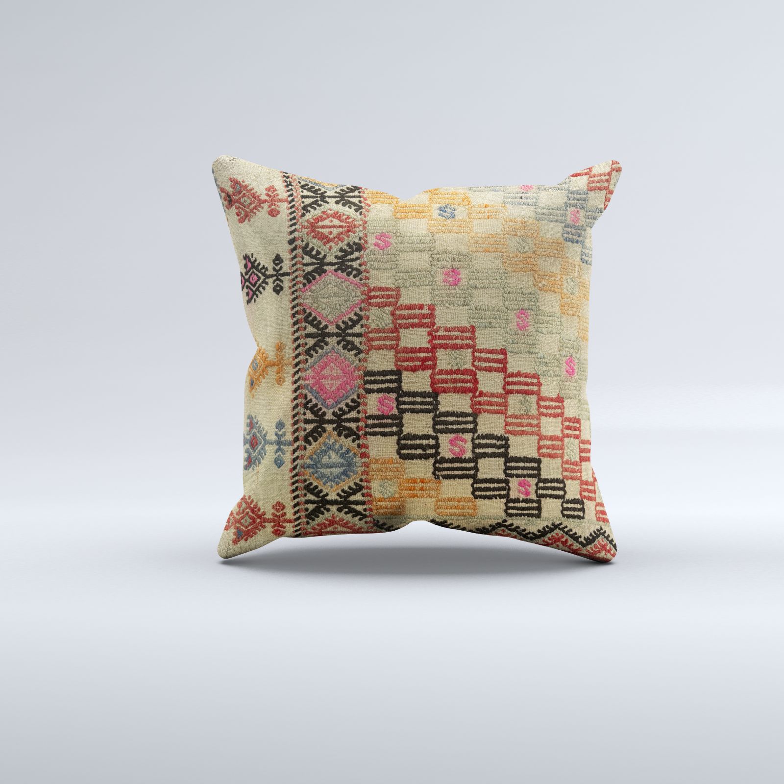 Kilim Cushion Cover 60x60 Cm Square Wool Large Pillowcase Vintage Turkish 66600