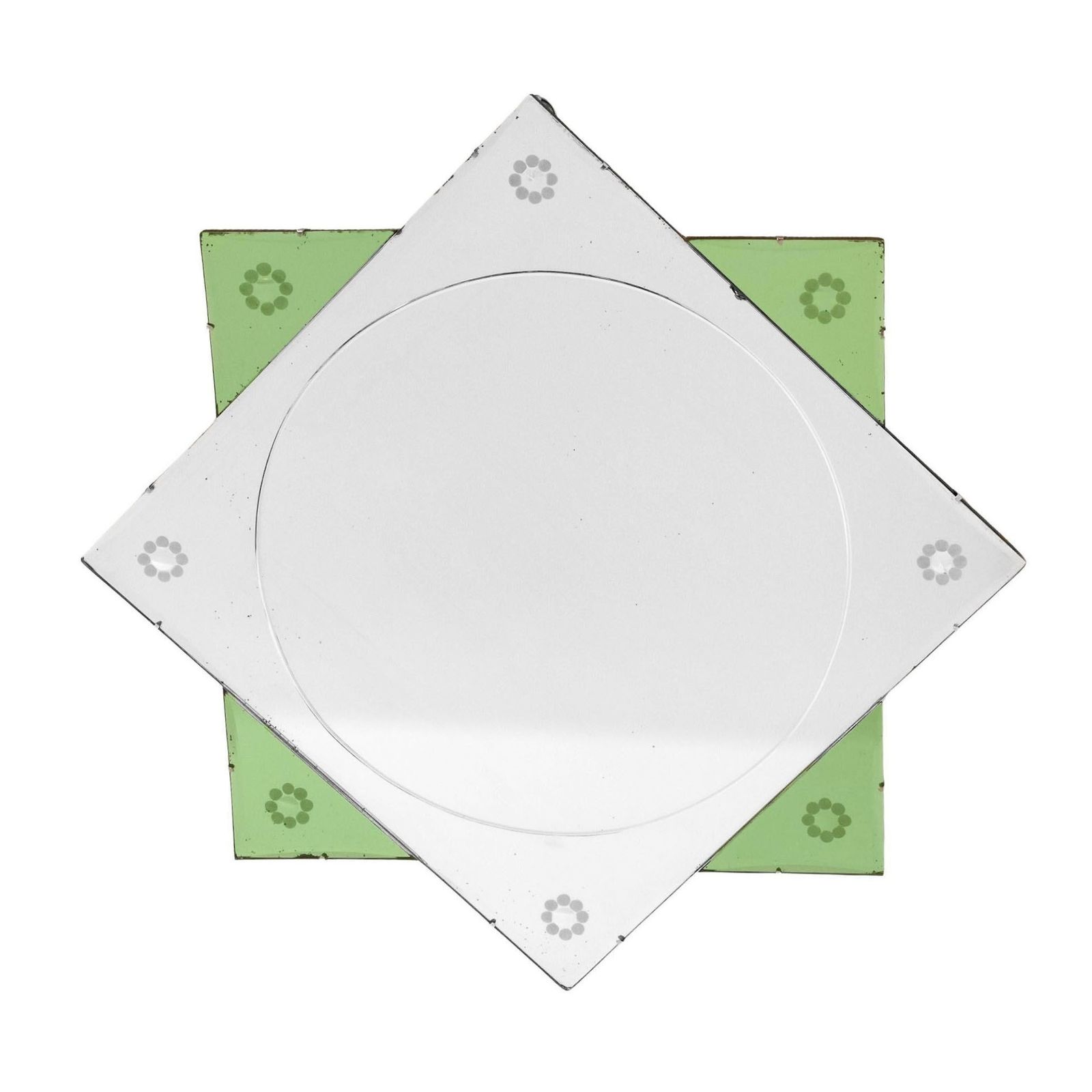 photo for sale Original English Art Deco Green Eight Pointed Star Wall Mirror 1930