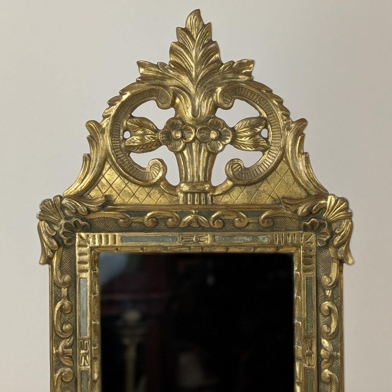 Italian Florentine Giltwood Mid Century Rococo Style Wall Accent Mirror, Ornate Gold Tabernacle Hollywood Regency Frame From Italy photo furniture