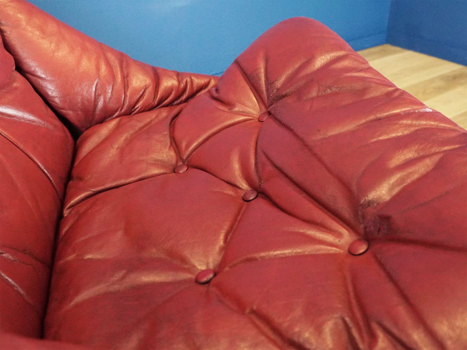 Jim Myrstad “Viking” Chair For Brunstad | Rare Red Leather | 1970s Norwegian Design photo 595.0
