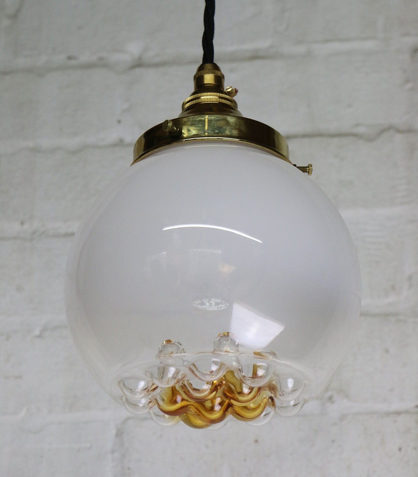 130.0 Ceiling Light A Vintage Italian Mazzega Glass Round Pendant 1970's photo
