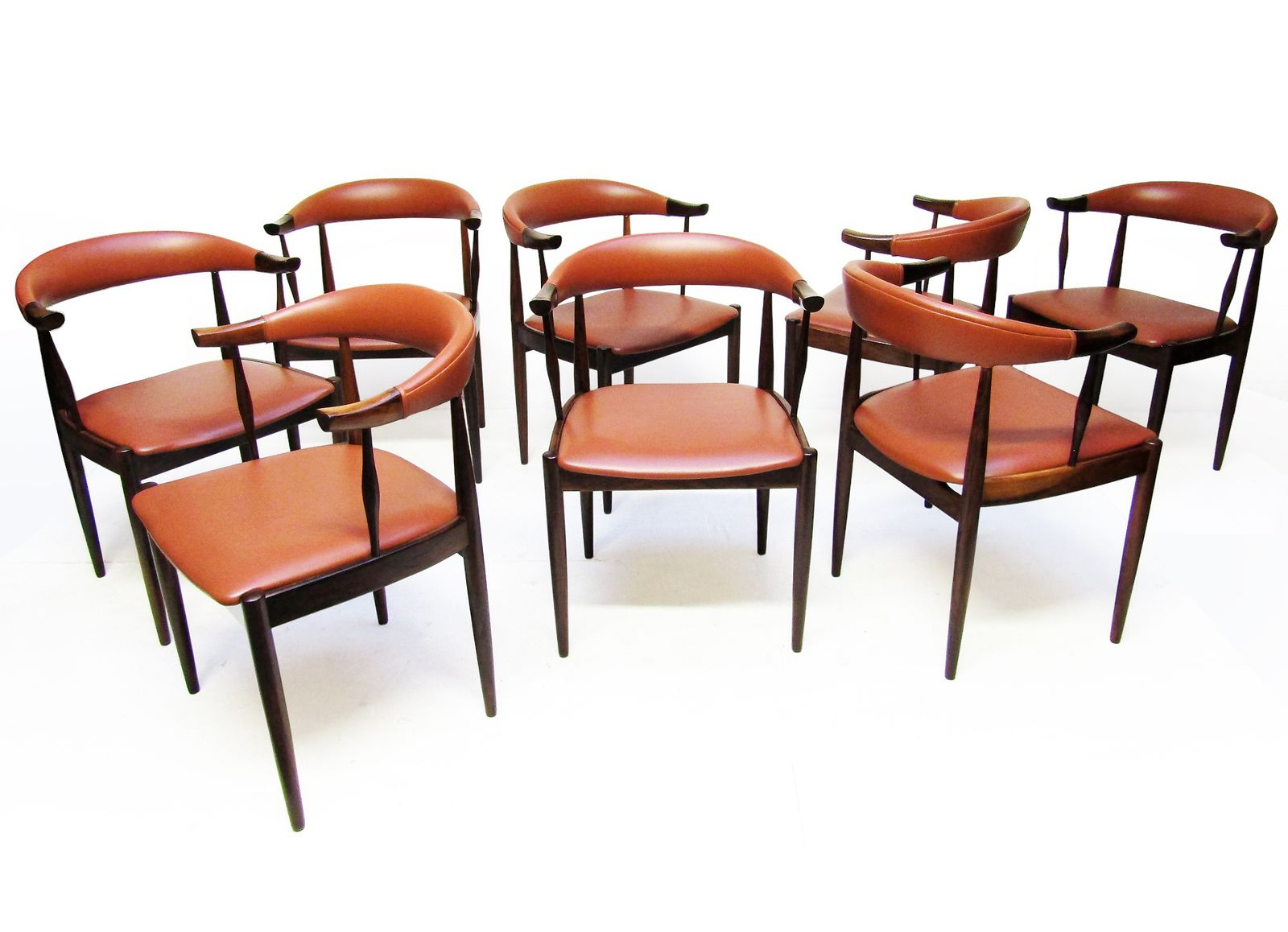 Set Of Eight Danish Cow Horn "Model 12" Chairs In Rosewood By Johannes Andersen photo Furniture