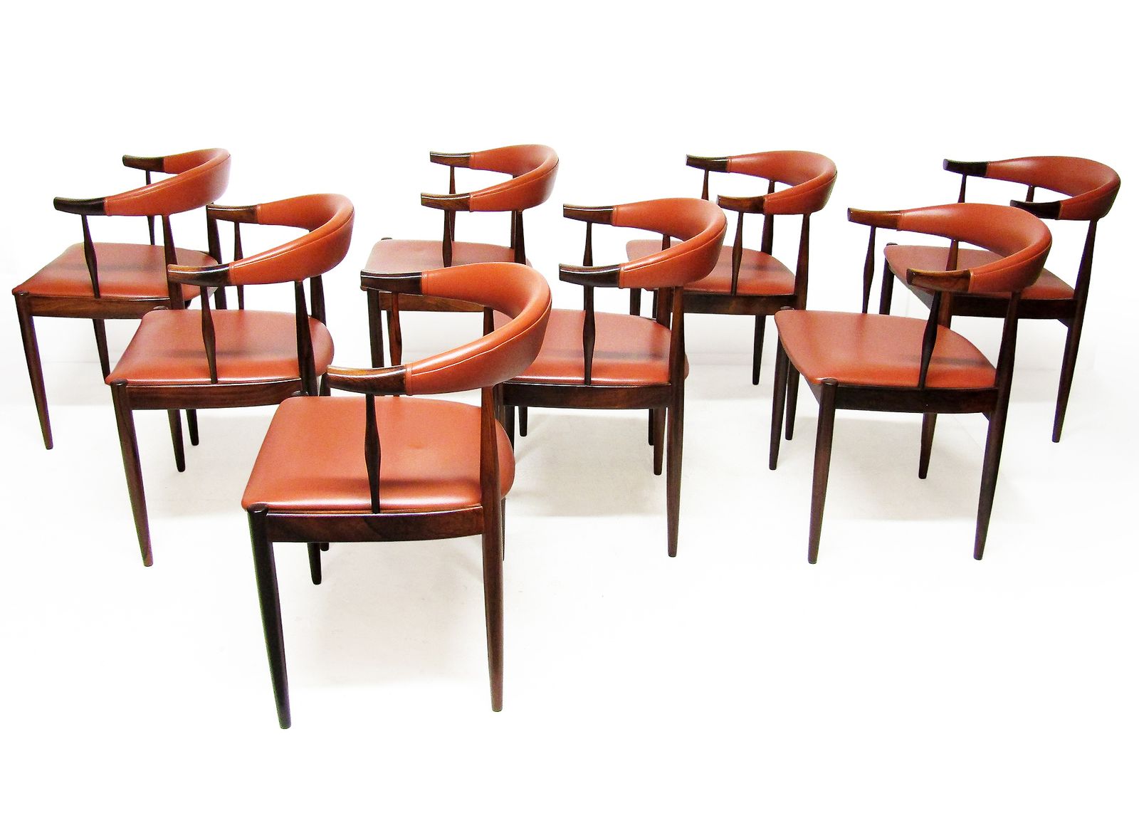 Set Of Eight Danish Cow Horn "Model 12" Chairs In Rosewood By Johannes Andersen photo vinterior
