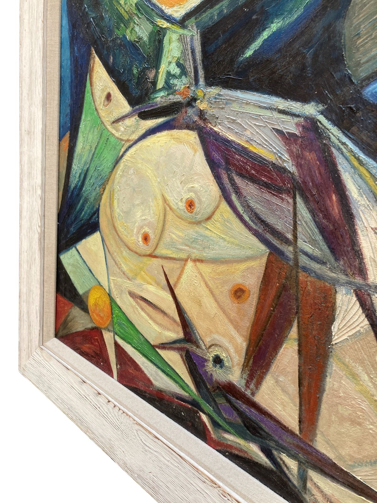 A Framed Mid Century Abstract Female Nude Oil On Canvas photo Art