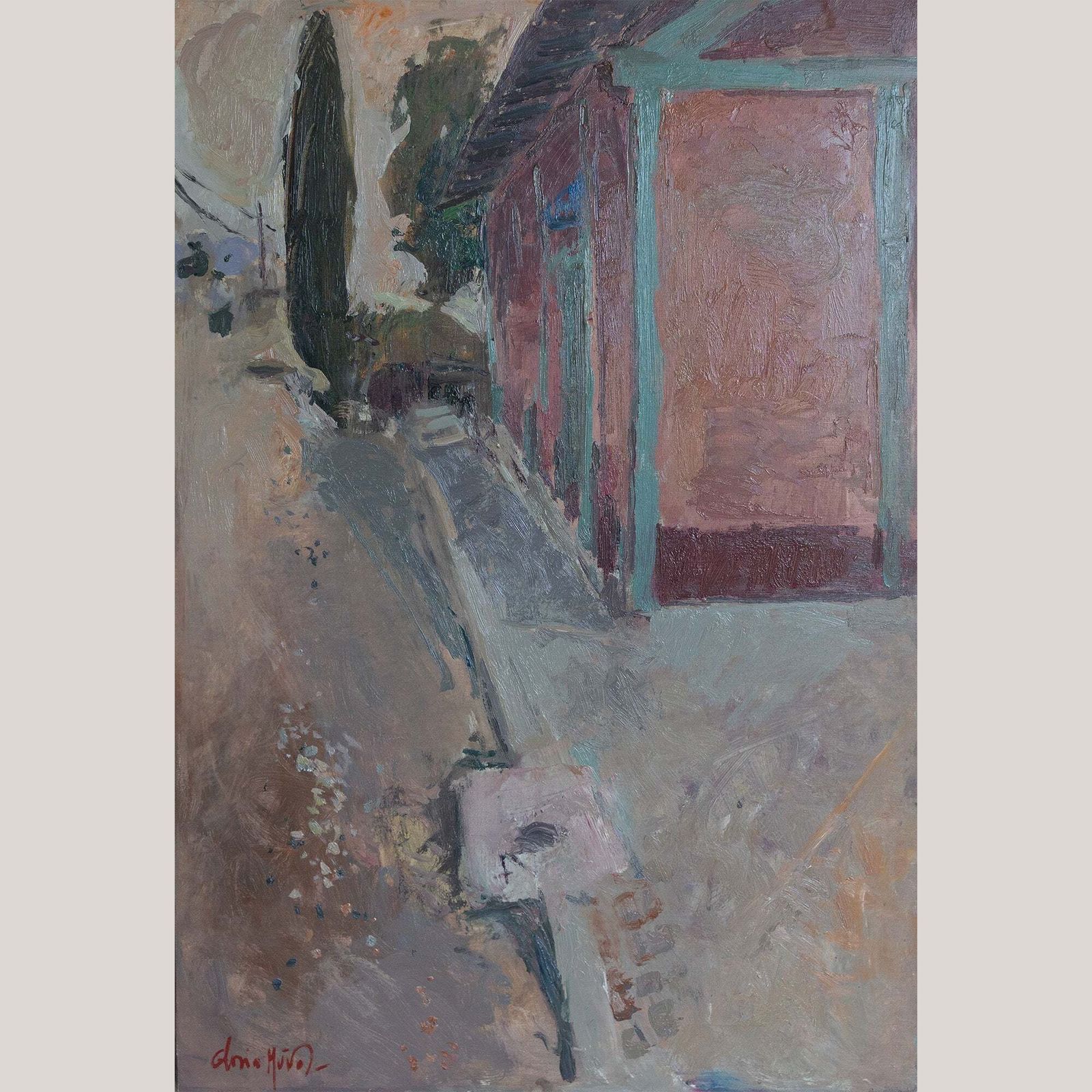 Expressief Schilderij Van Kerkexterieur – Gloria Muñoz (Geb. 1949) photo 915.0