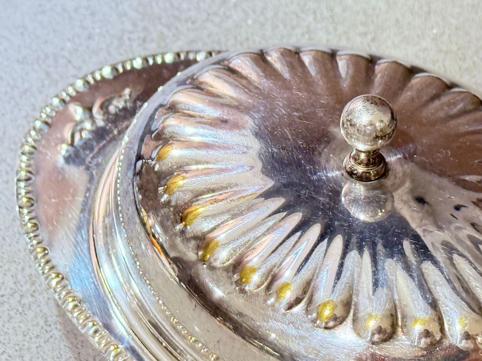 Antique Silver Butter Dish With Crystal Liner & Spoon, Elegant Vintage Tableware photo 410.0