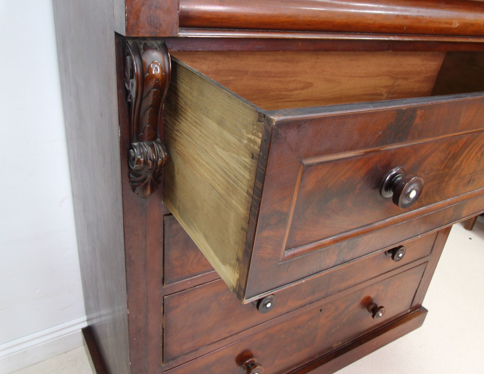 A Large Antique Scottish Kilmarnock Chest Of Drawers With Pearl Inlaid Drawer Knobs photo Furniture
