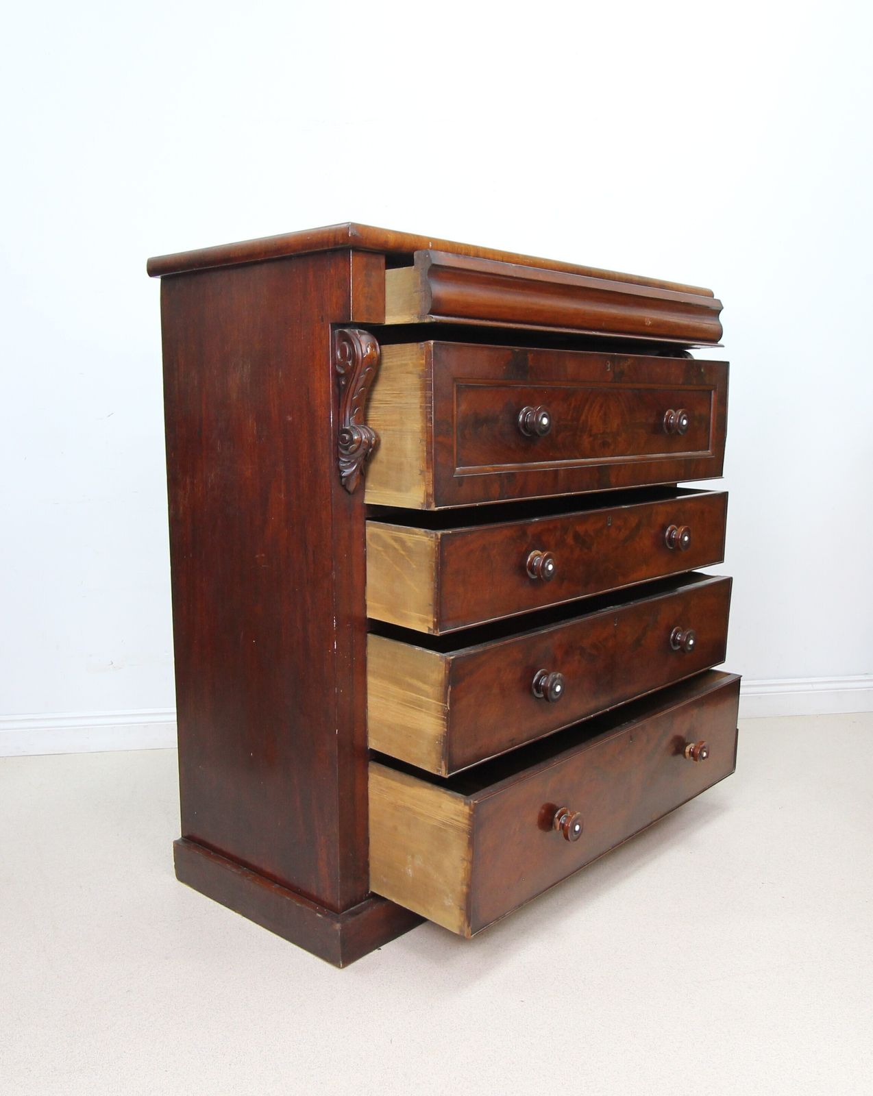 Furniture A Large Antique Scottish Kilmarnock Chest Of Drawers With Pearl Inlaid Drawer Knobs photo