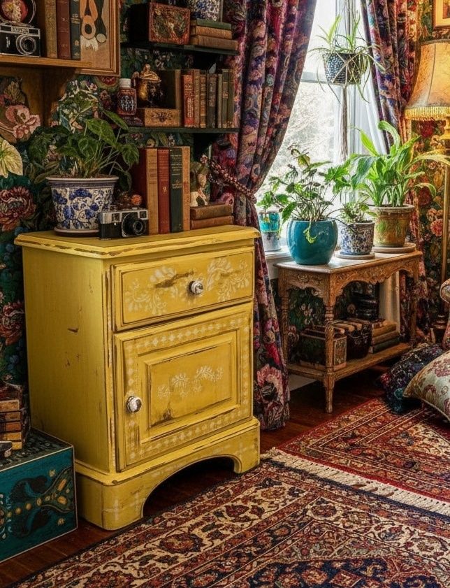 Folk Drawers   Painted Bedside Cabinet   Cool Office Furniture   Country Bedroom Cabinet Cool Bedroom Decor   Bone Inlay Furniture Luxury photo buy