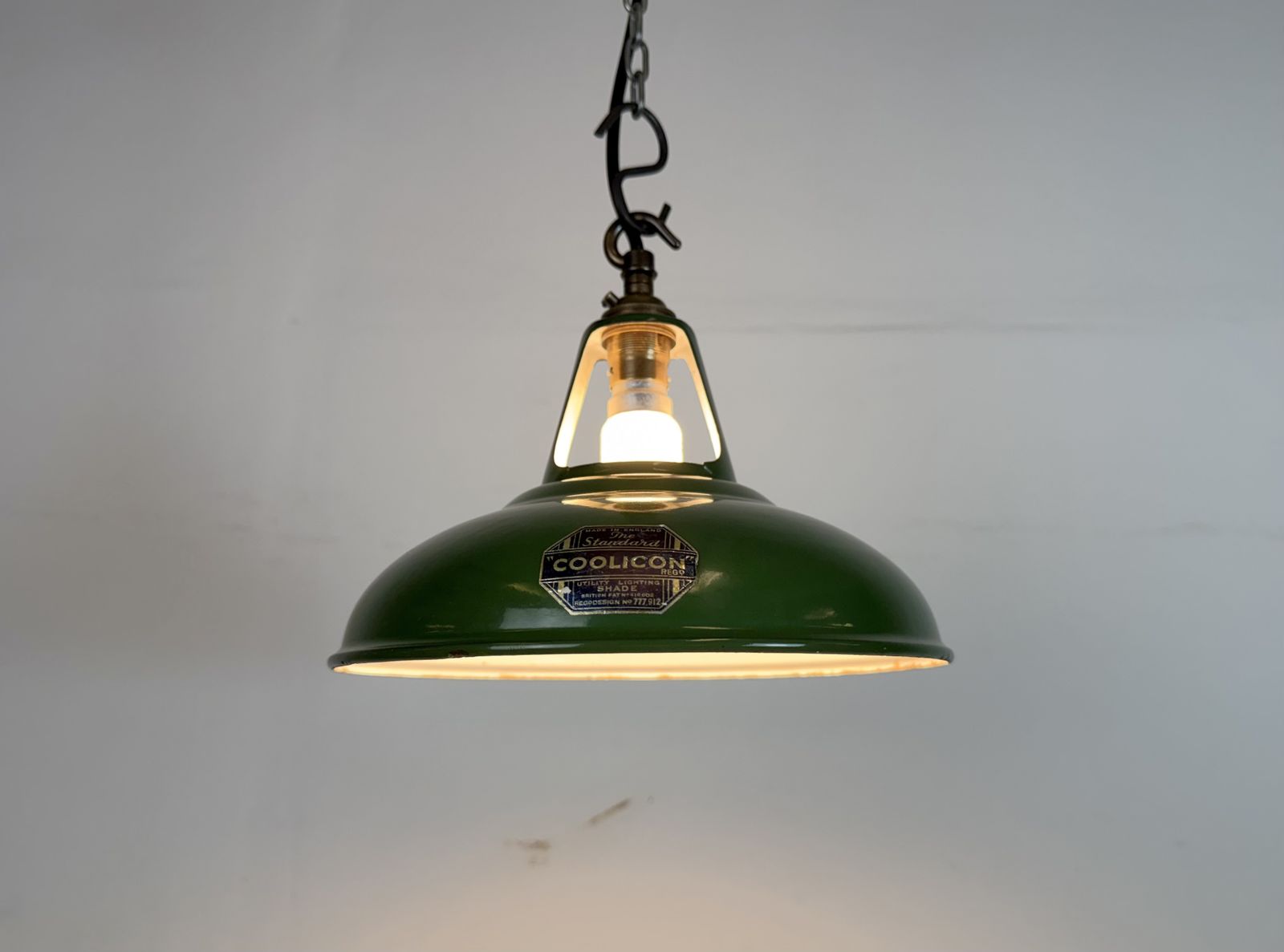 Industrial Green Enamel Factory Pendant Lamp From Coolicon, 1950s photo buy
