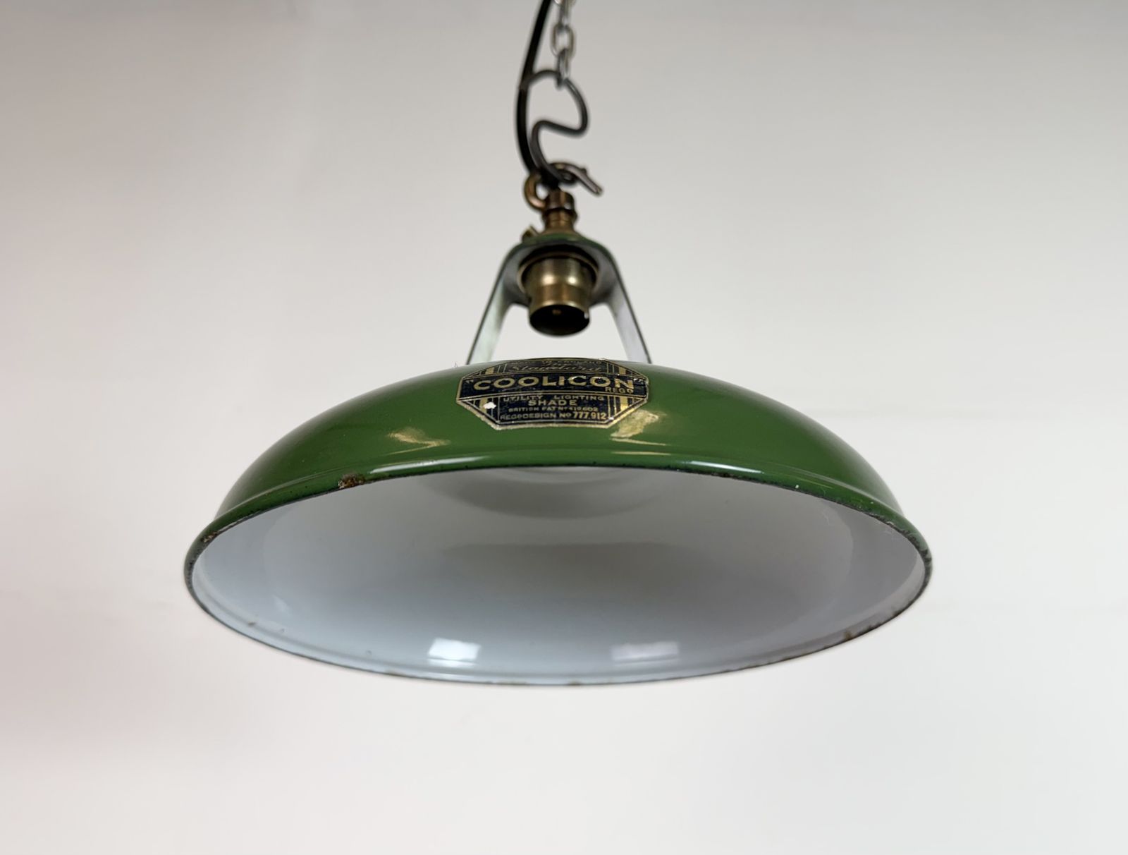 Lighting Industrial Green Enamel Factory Pendant Lamp From Coolicon, 1950s photo