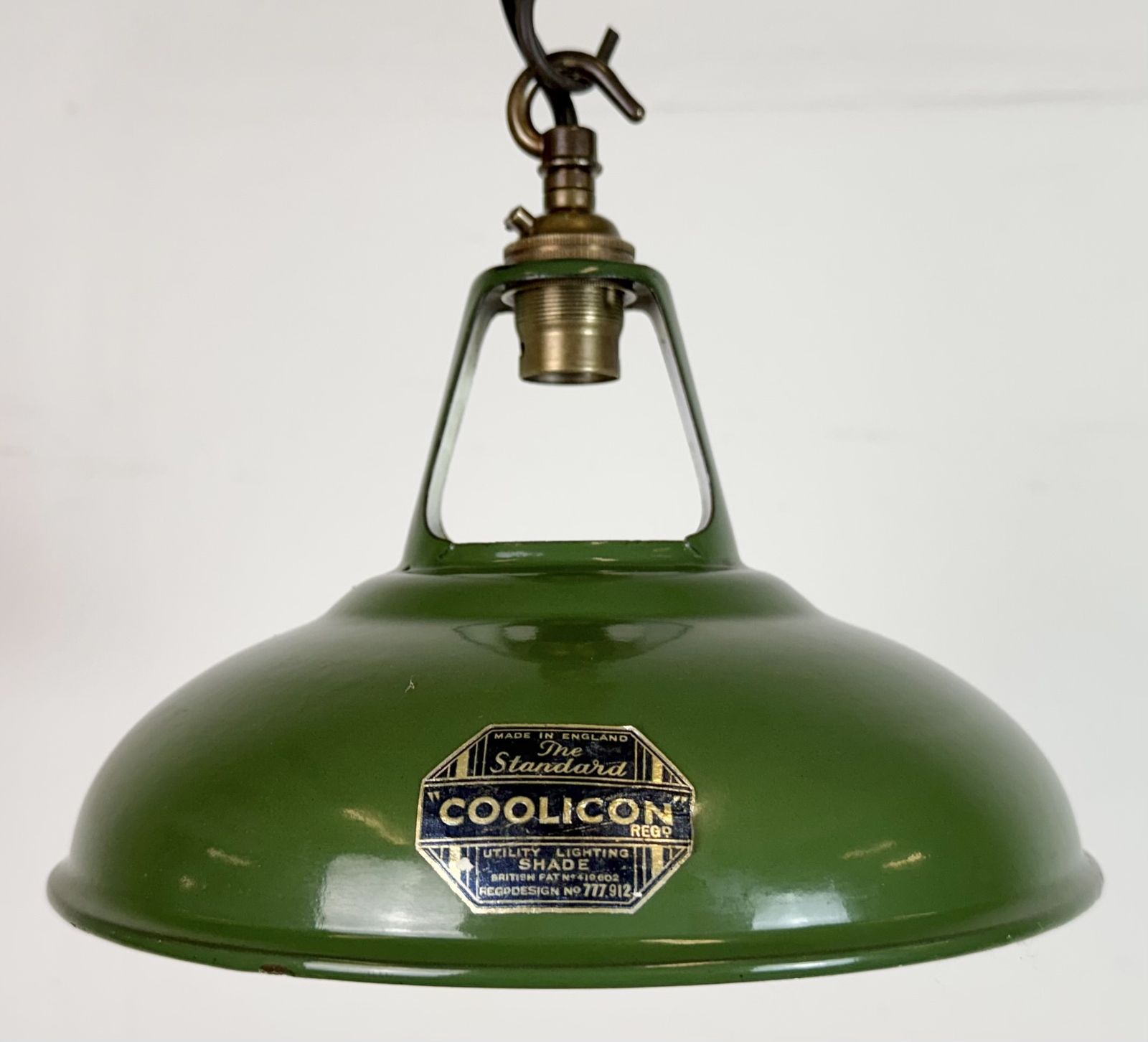 photo buy Industrial Green Enamel Factory Pendant Lamp From Coolicon, 1950s