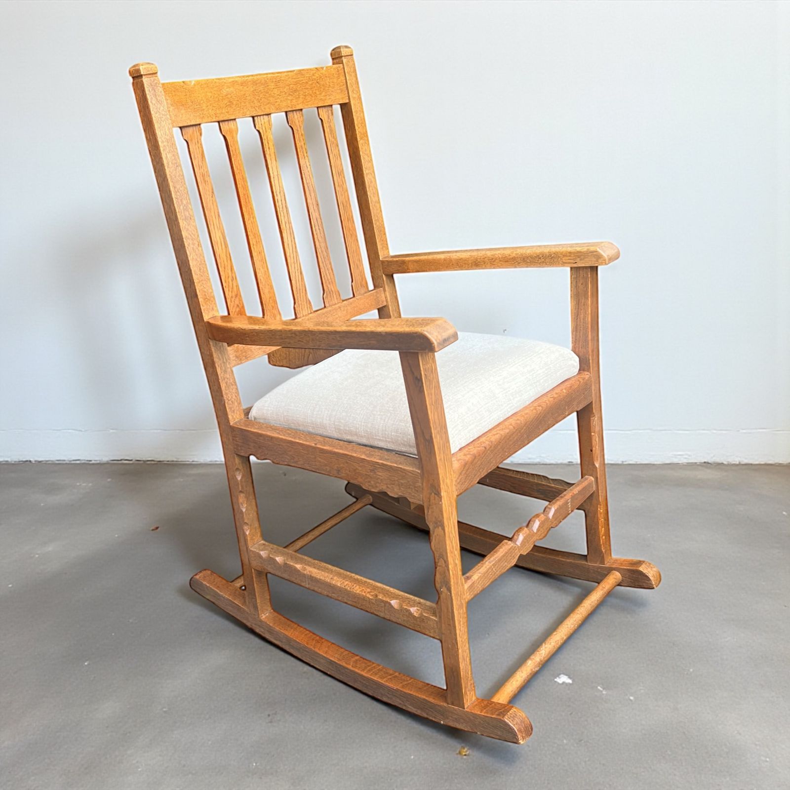 Vintage Cotswold School Mission Style Oak Rocking Chair