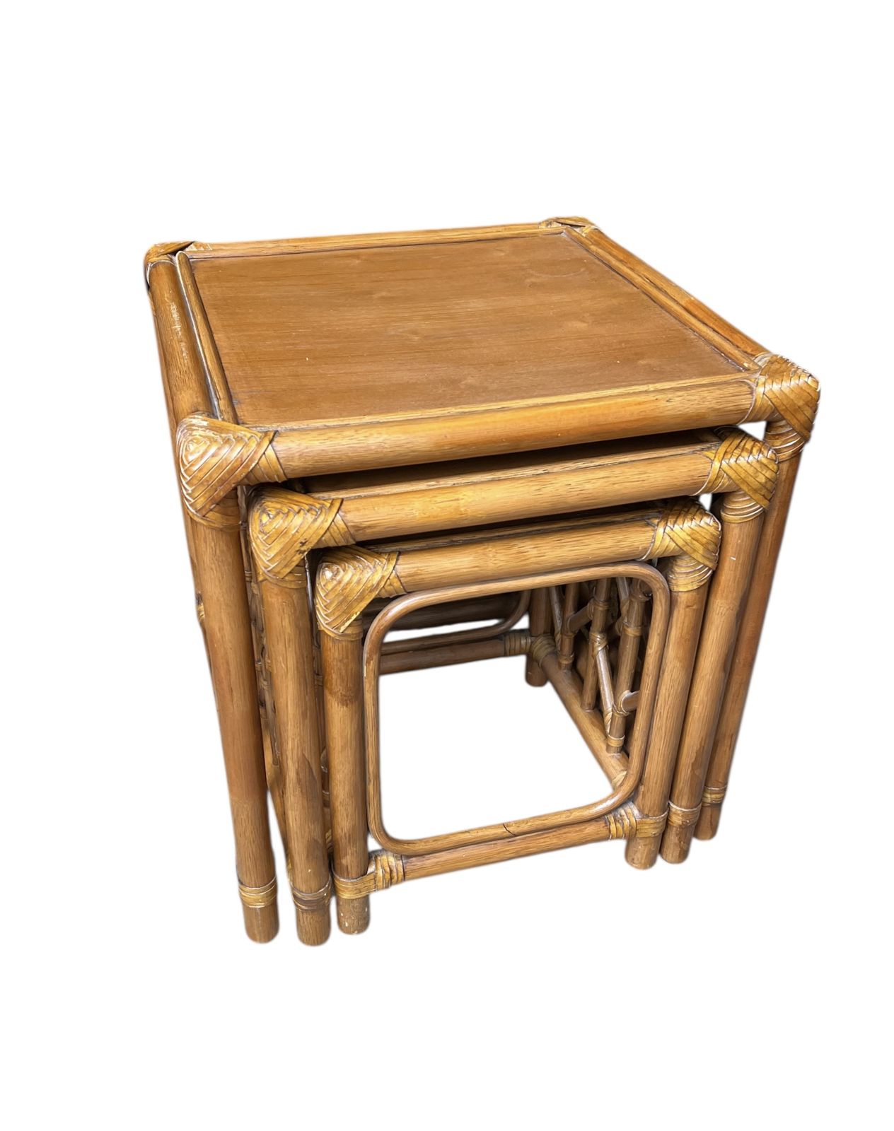 Mid Century Rattan And Bamboo Nest Of Tables photo furniture