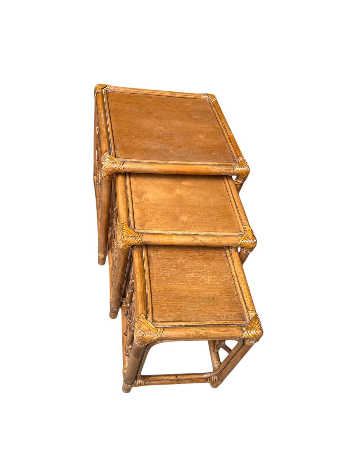 Mid Century Rattan And Bamboo Nest Of Tables photo 325.0