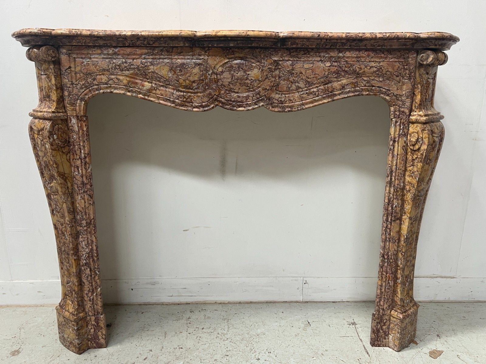Louis XV Style Fireplace Model Pompadour Marble Breach Speckled 19th Century photo furniture