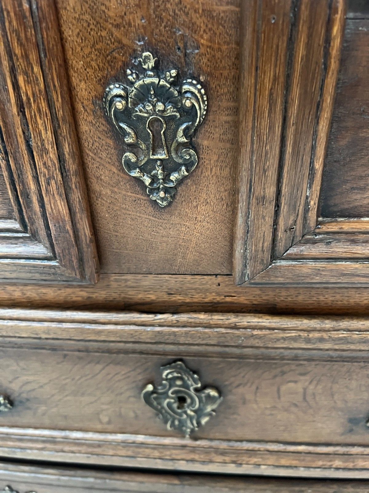 Louis XIV Style Solid Oak Dresser 18th Century photo vintage