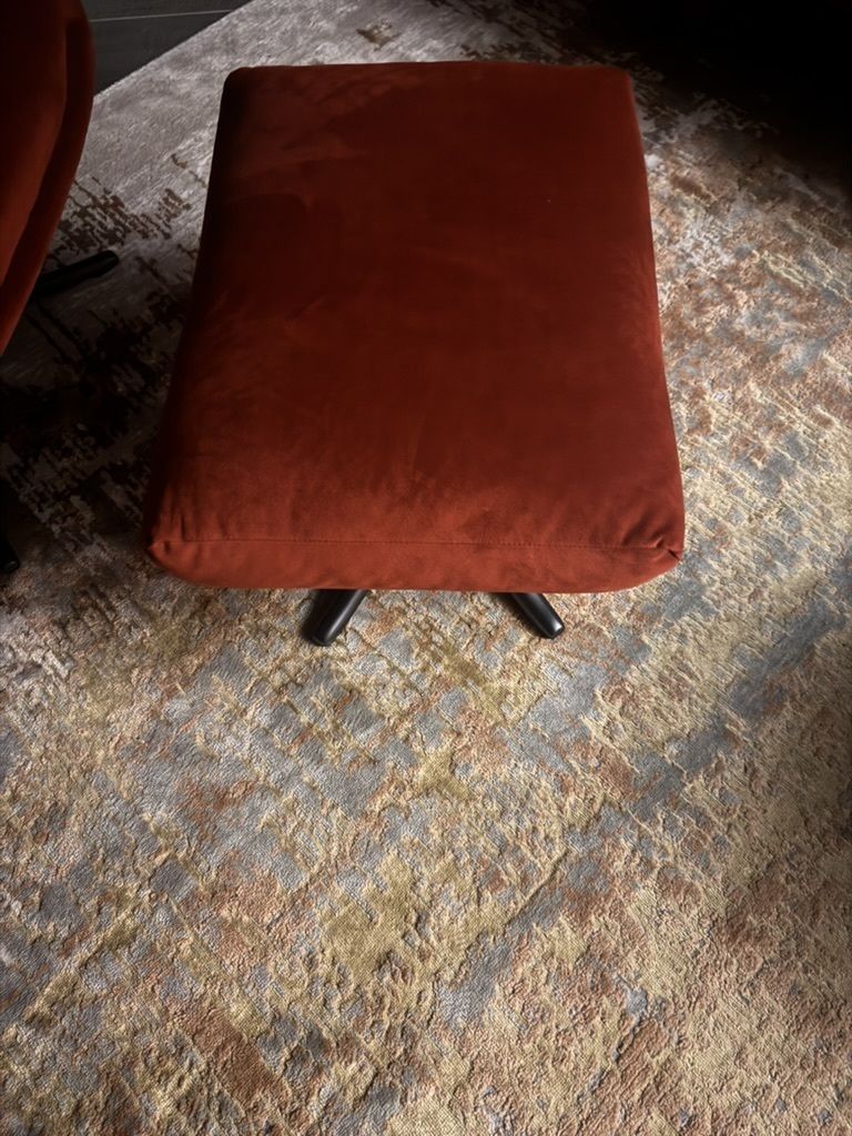 Boconcept Reno Armchair With Swivel Function And Matching Footstool In Burnt Orange / Terracotta photo vintage