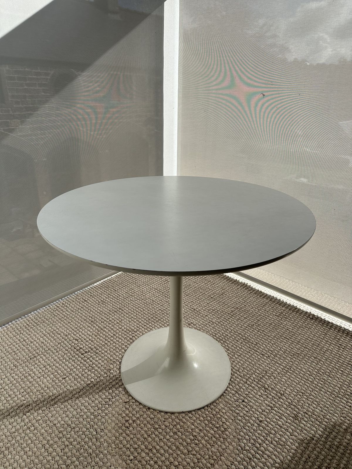 Maurice Burke Arkana Vintage White Tulip Dining Table photo furniture