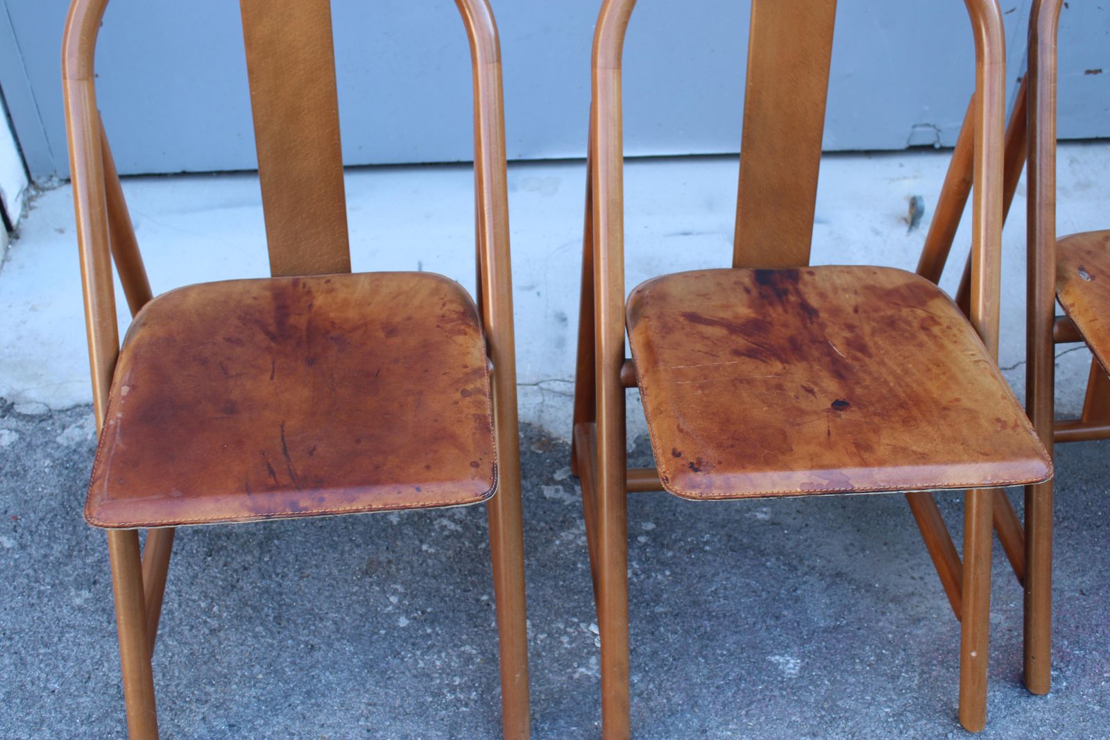 Walnut Chairs With Calfskin Seat, Modernist Style, 1970s Italy photo Furniture